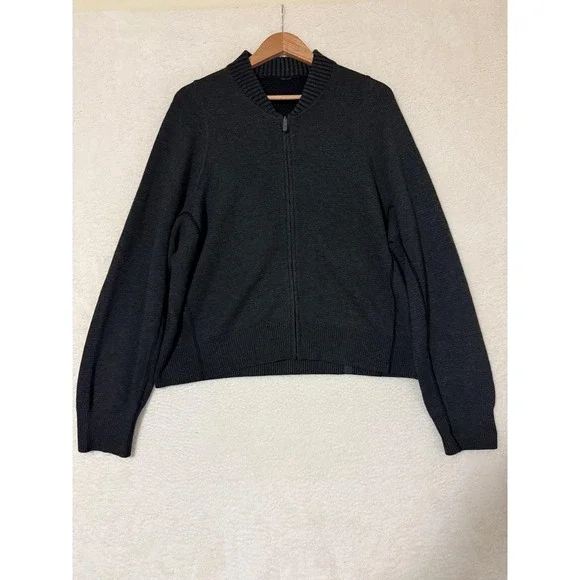 Lululemon Sweater Womens 12 Gray Merino Wool Zip Up Bomber Knit Jacket Cardigan - Picture 1 of 9